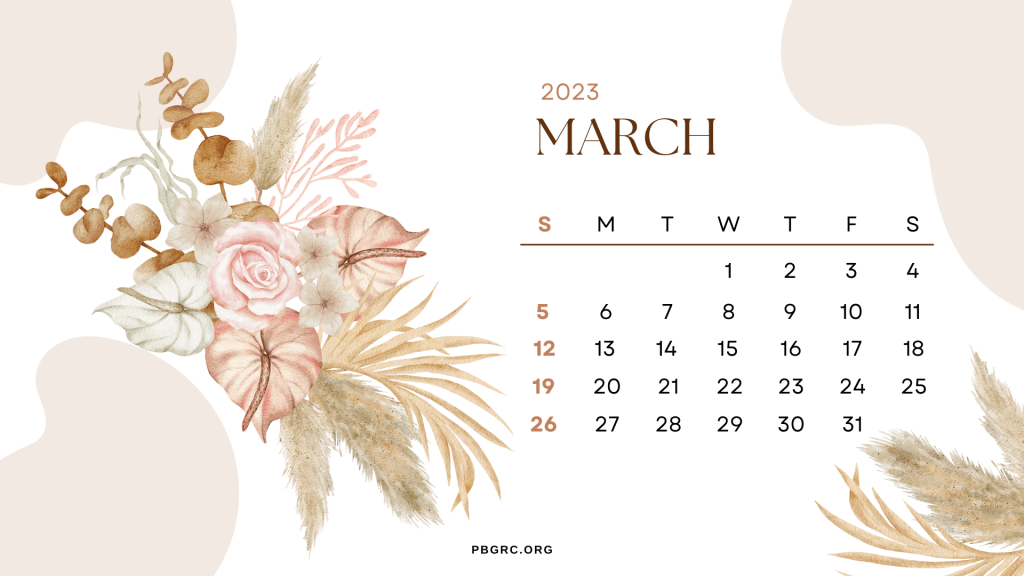 Fillable March Calendar 2023