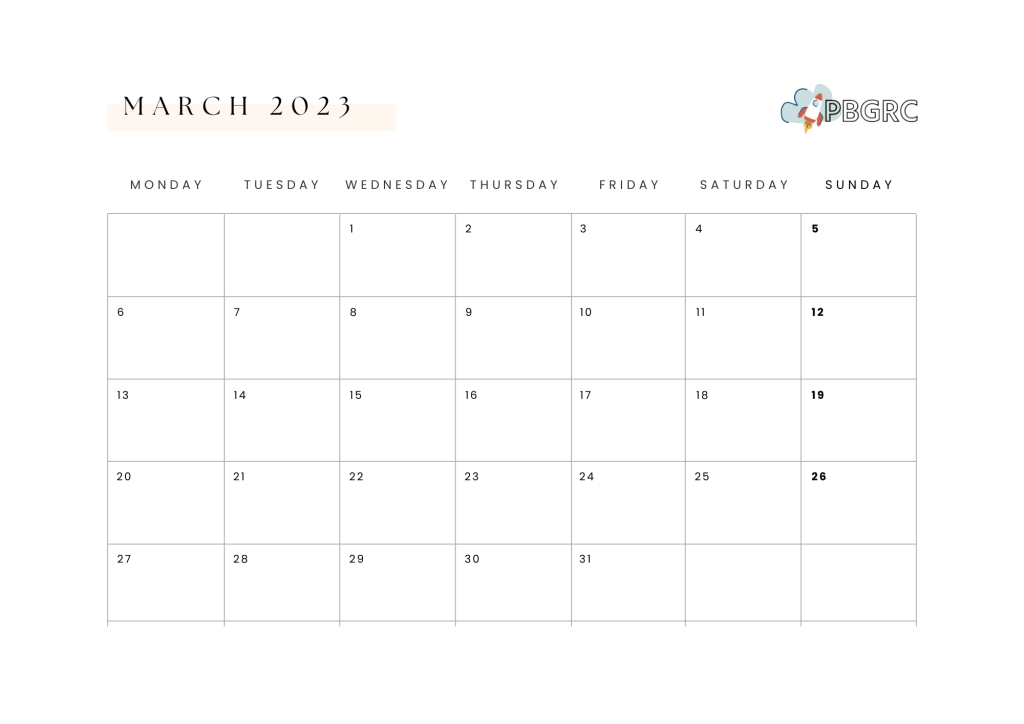 Free Blank March Calendar 2023 Templates
