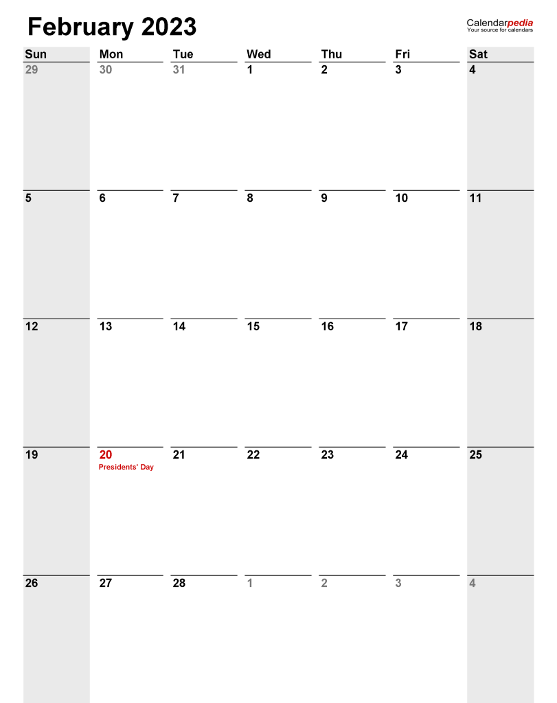 Free February 2023 Editable Calendar Printable