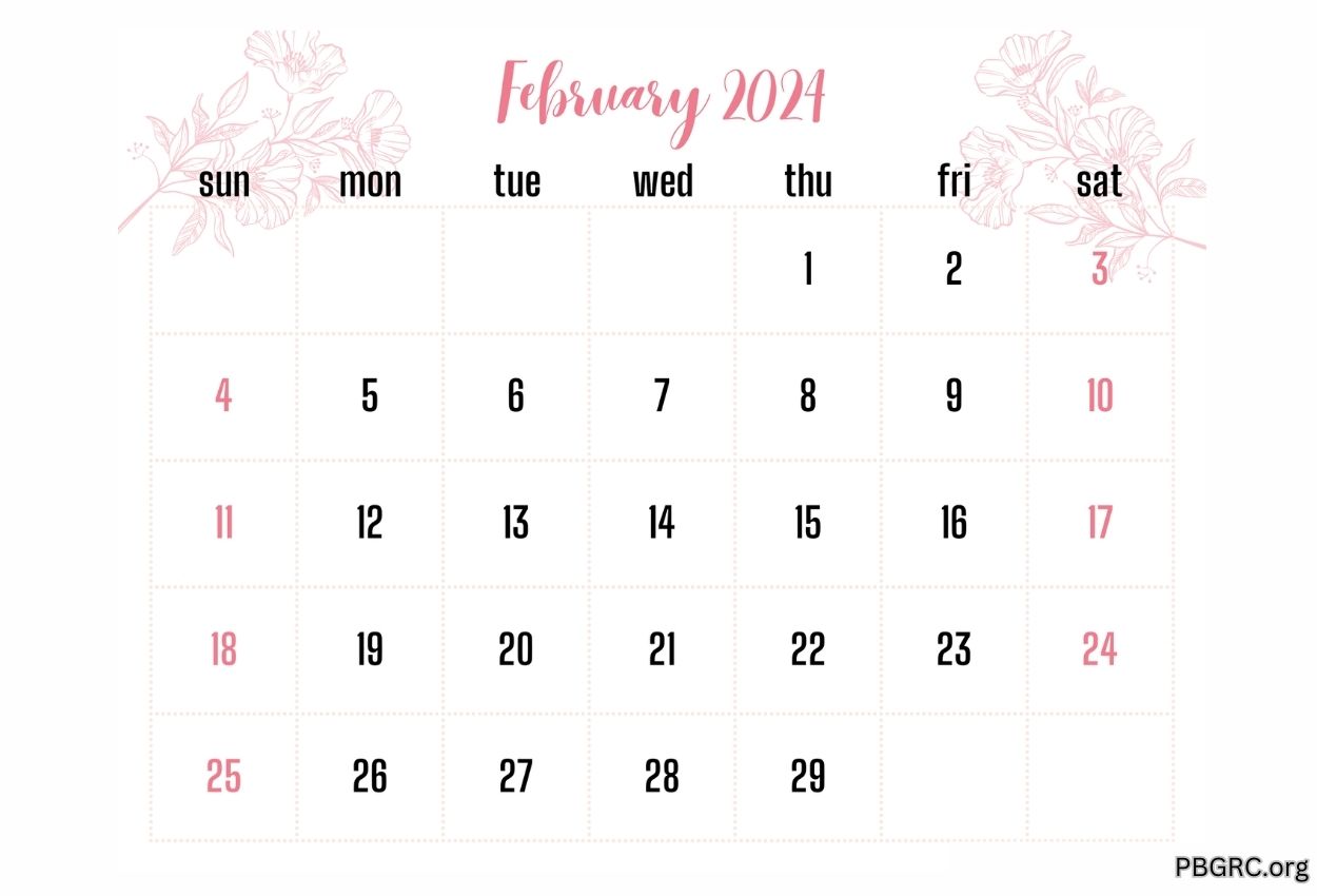 Free Floral February 2024 Calendar