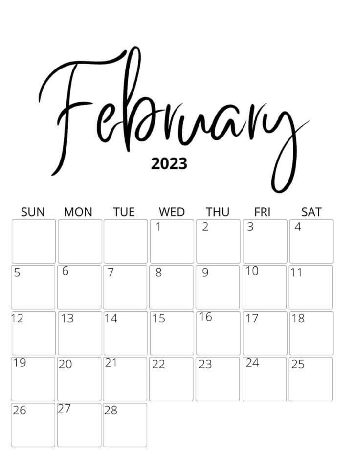 Free Printable February 2023 Calendar Fillable