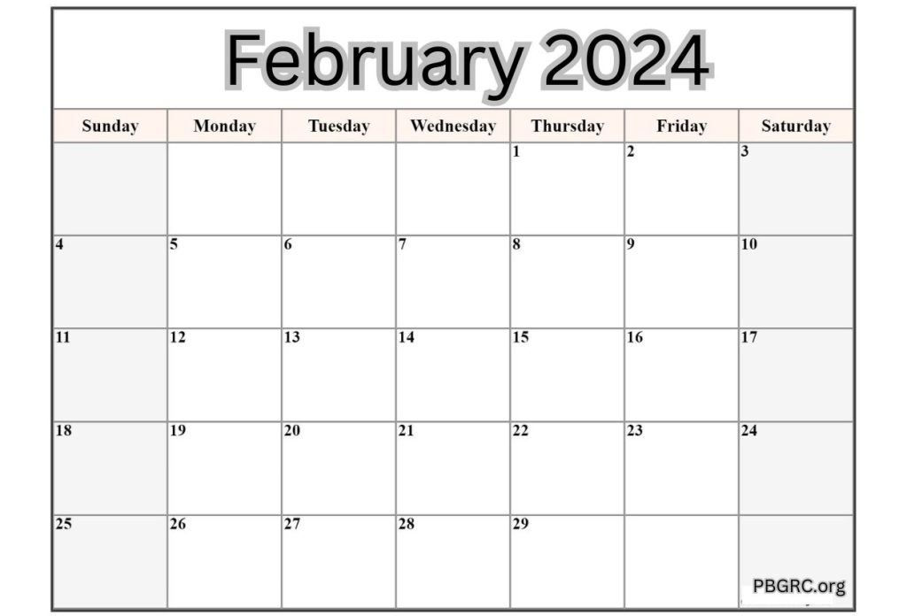 Free Printable February 2024 Blank Calendar