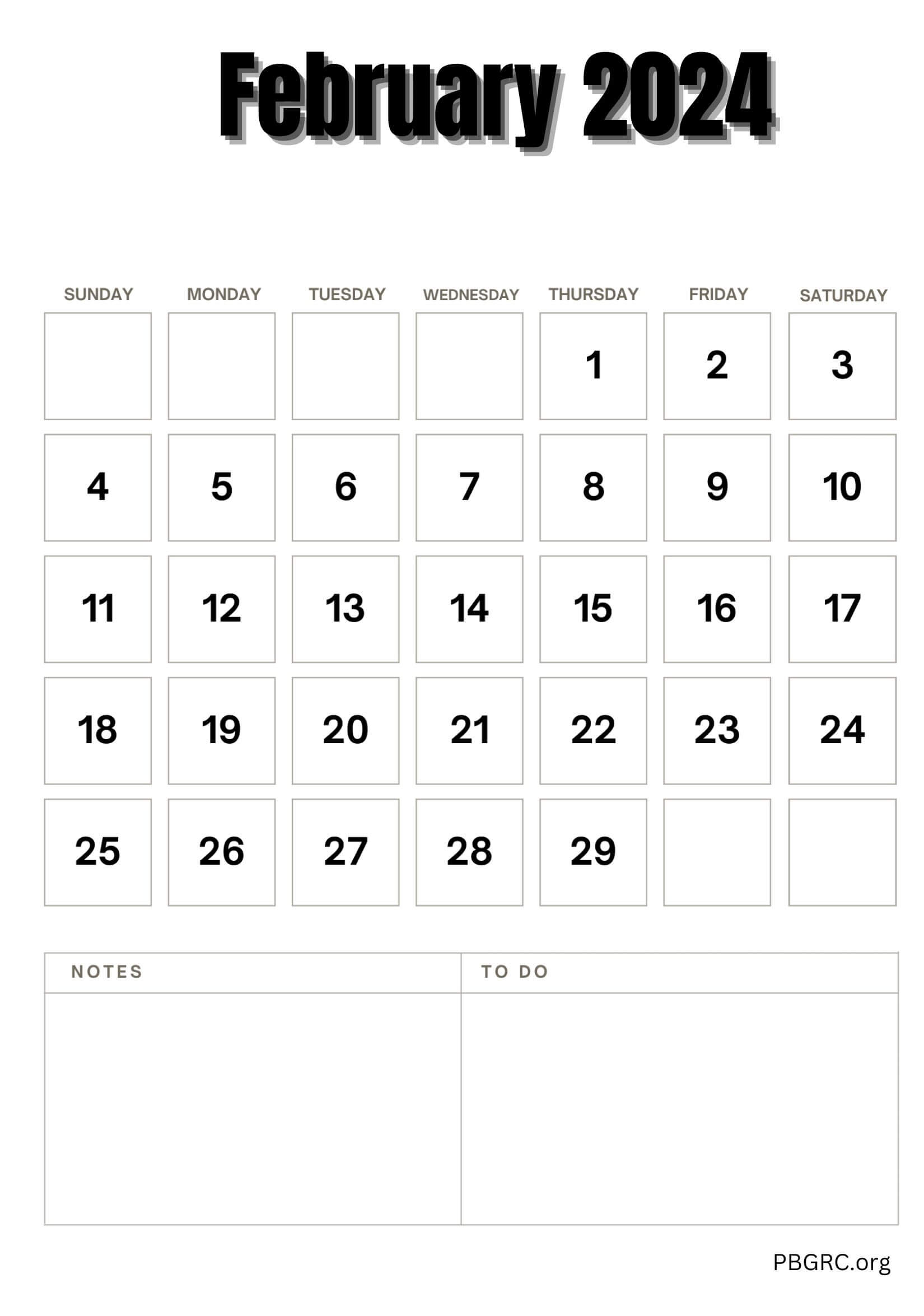 Free Printable February 2024 Calendar To Do List