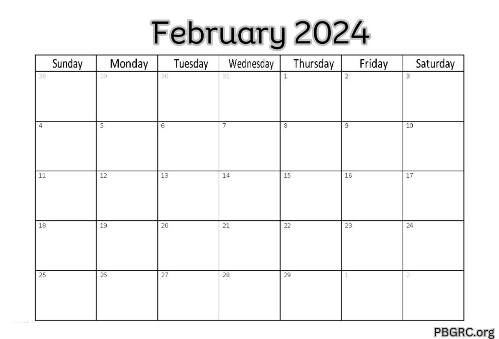 Free Printable February 2024 Editable Calendar
