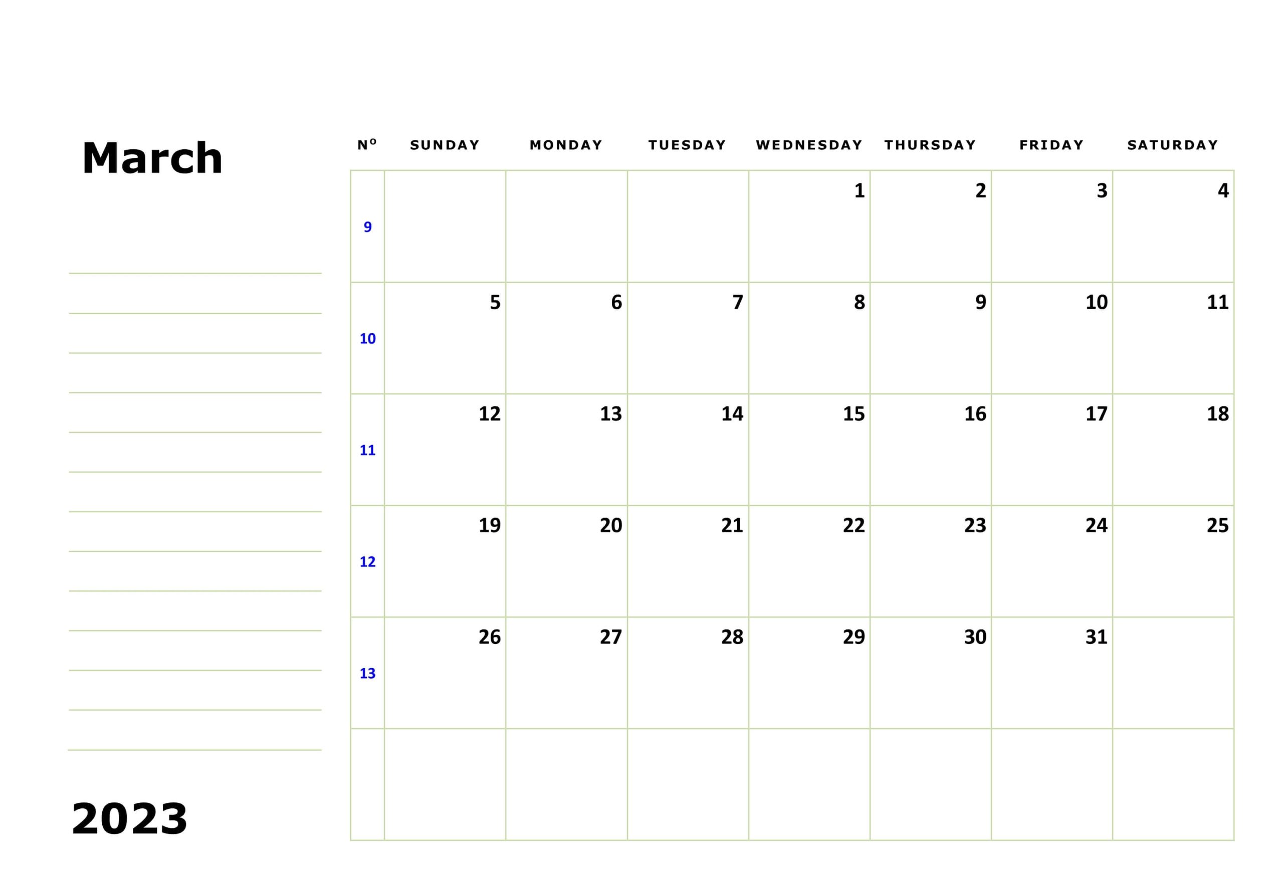 Free Printable March 2023 Holidays Calendar