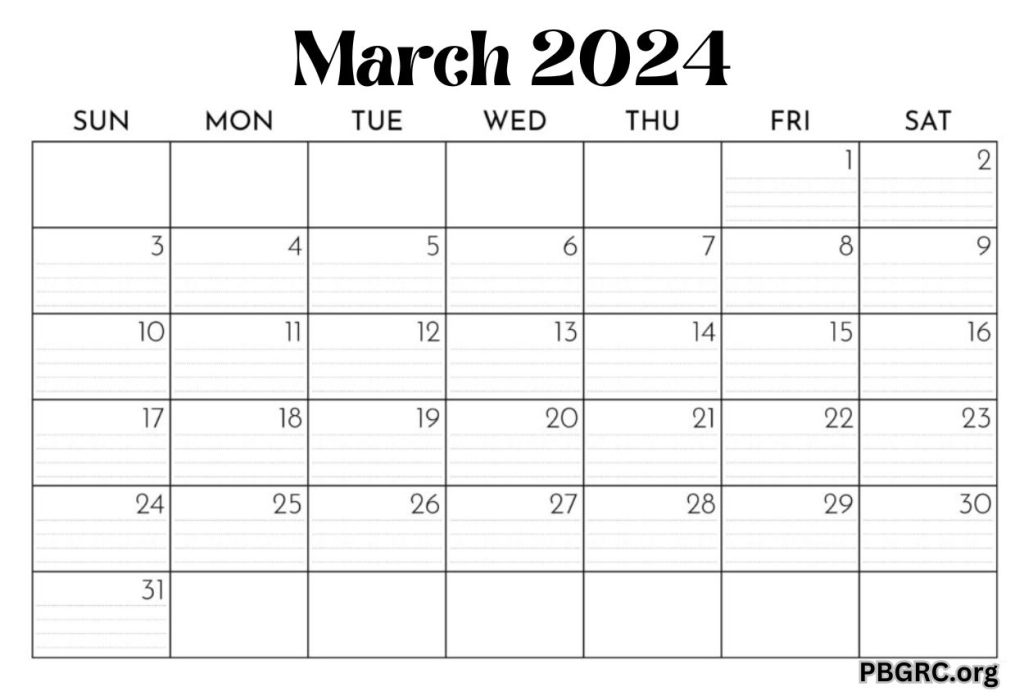 Free Printable March 2024 Calendar Customize