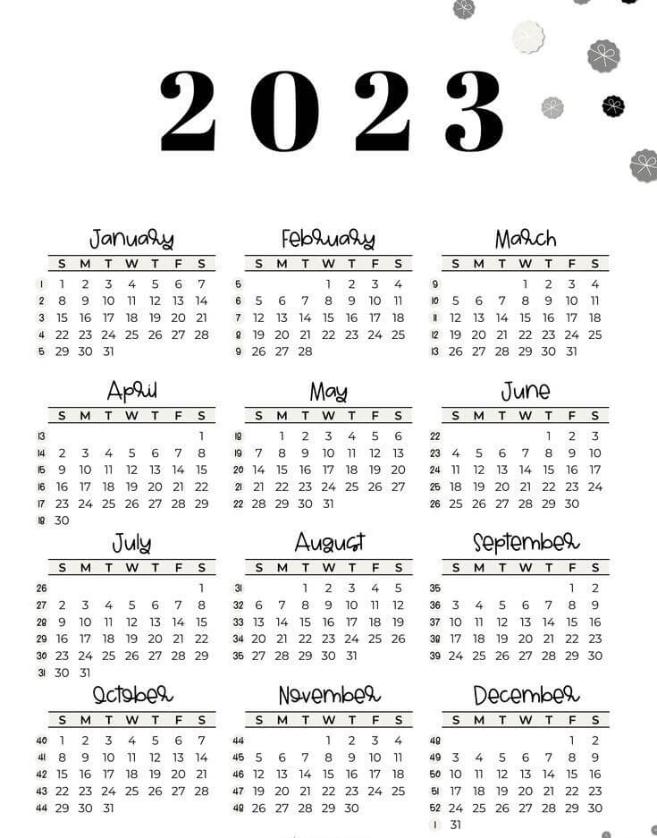 Free Printable Yearly Calendar 2023 Templates
