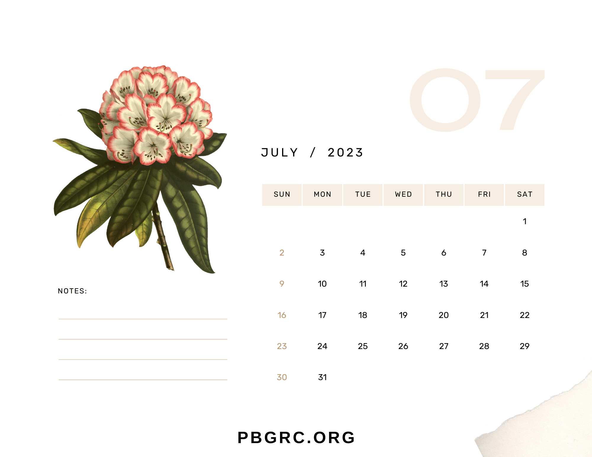 July 2023 Calendar Vertical