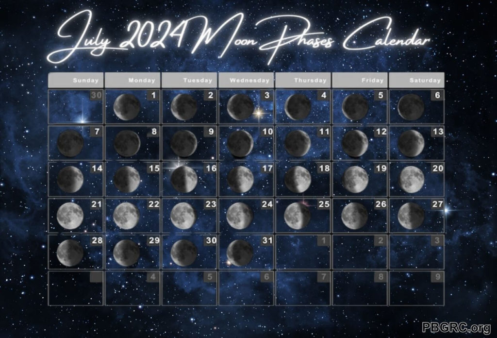 July 2024 Moon Phases Dates & Time