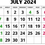 July 2024 printable calendar