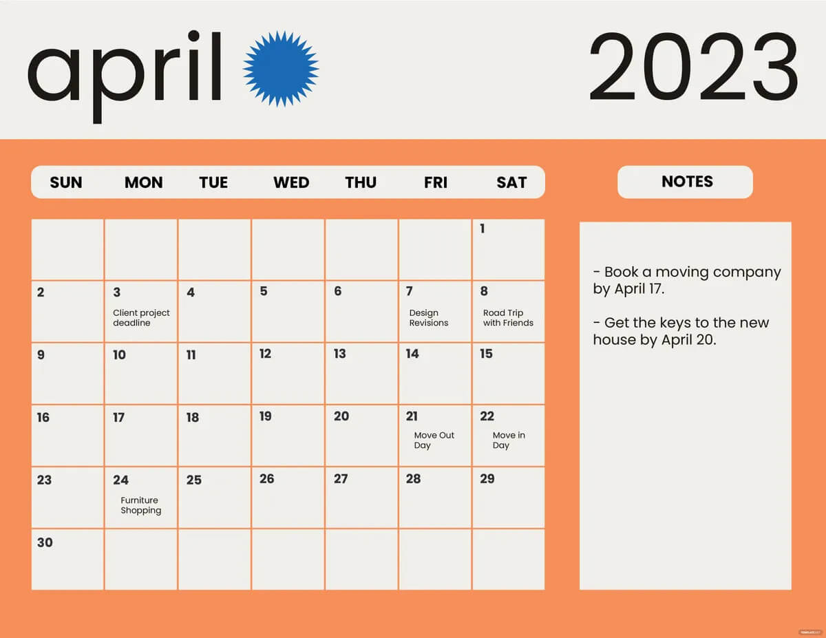 Lunar April 2023 calendar moon Phases