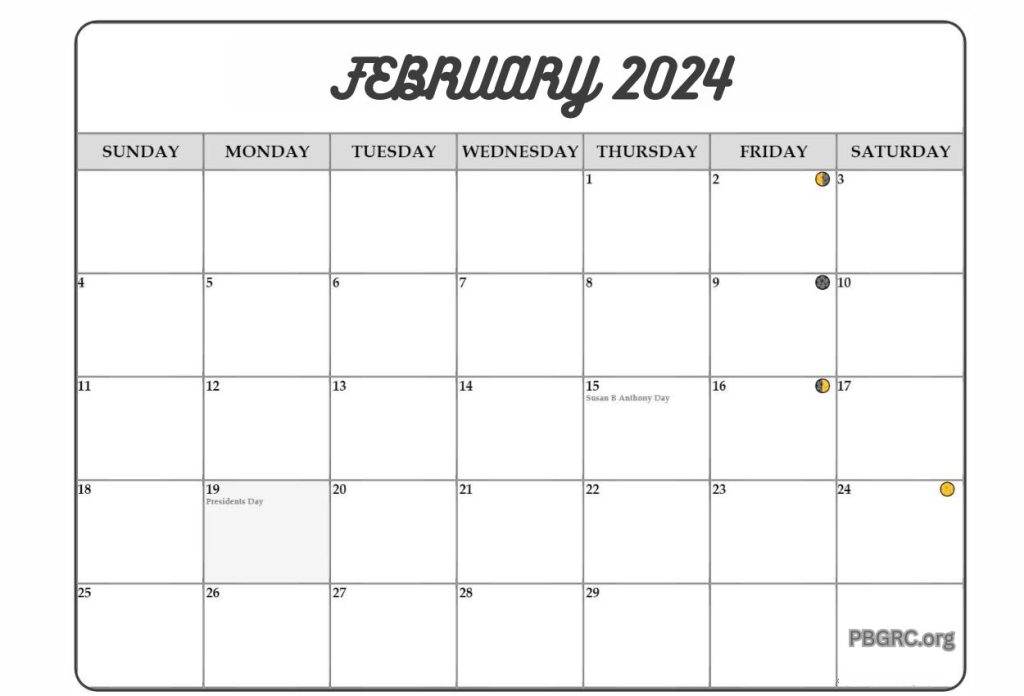 Lunar Phases February 2024 Calendar