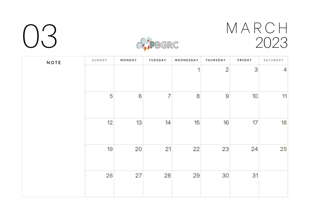 March 2023 Calendar Blank