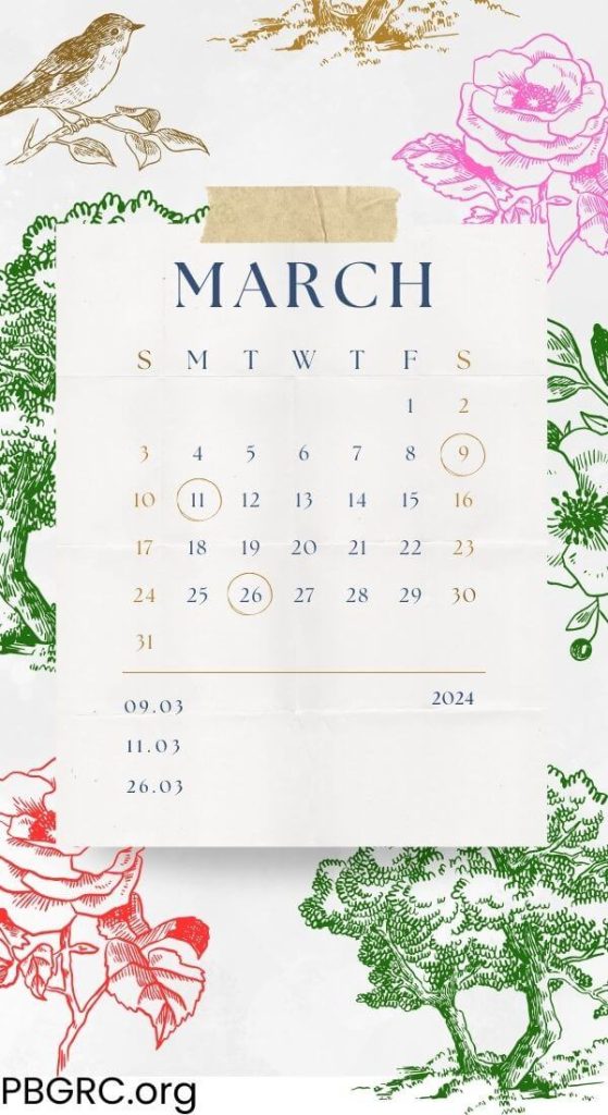 March 2024 Calendar Free Wallpaper For iPhone