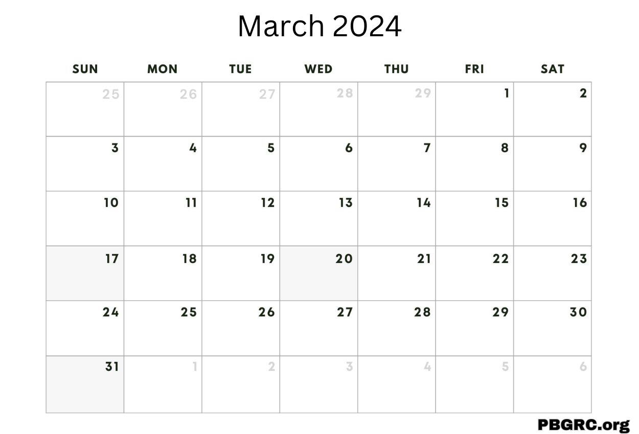 March 2024 Calendar Monday Start