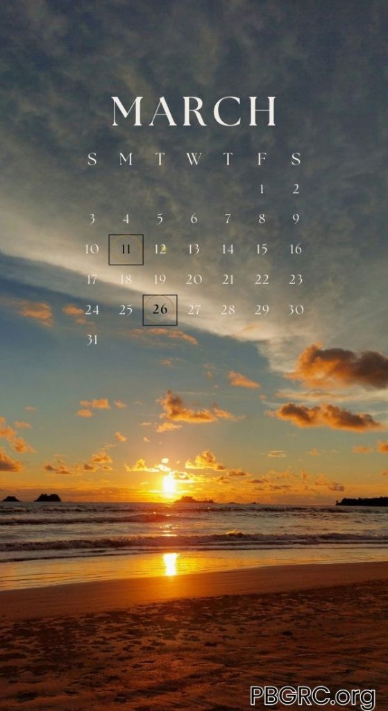 March 2024 Calendar Wallpaper For iPhone