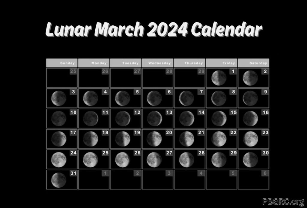 March 2024 Calendar With Moon Phases