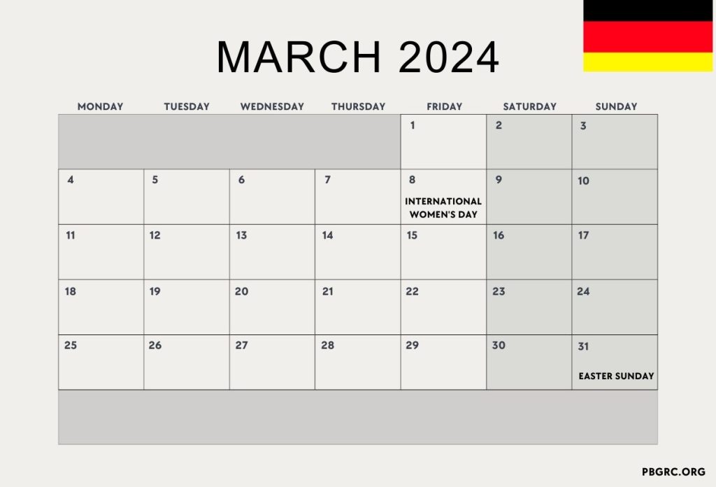 March 2024 Germany Holiday Calendar