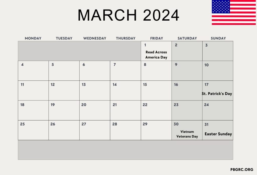 March 2024 USA Holiday Calendar