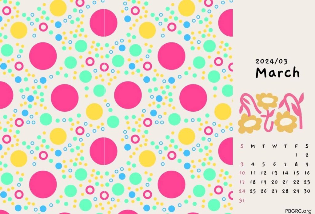 March Calendar 2024 Cute Design Wallpaper For Desktop