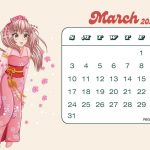 March Calendar 2024 Floral Design Wallpaper For Desktop