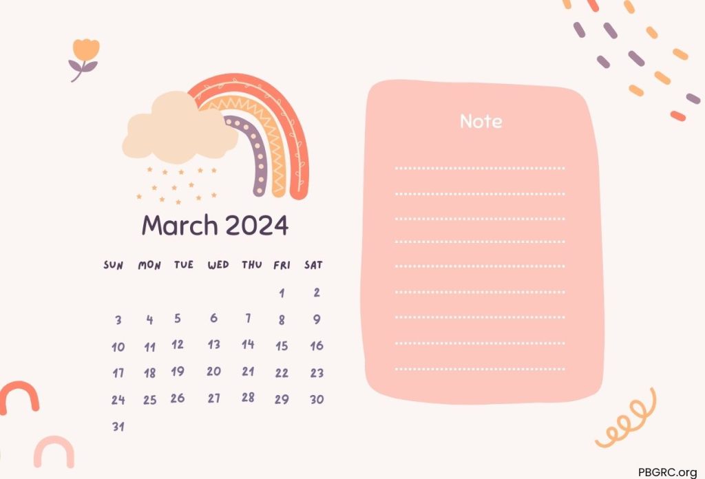 March Calendar 2024 Wallpaper For Desktop
