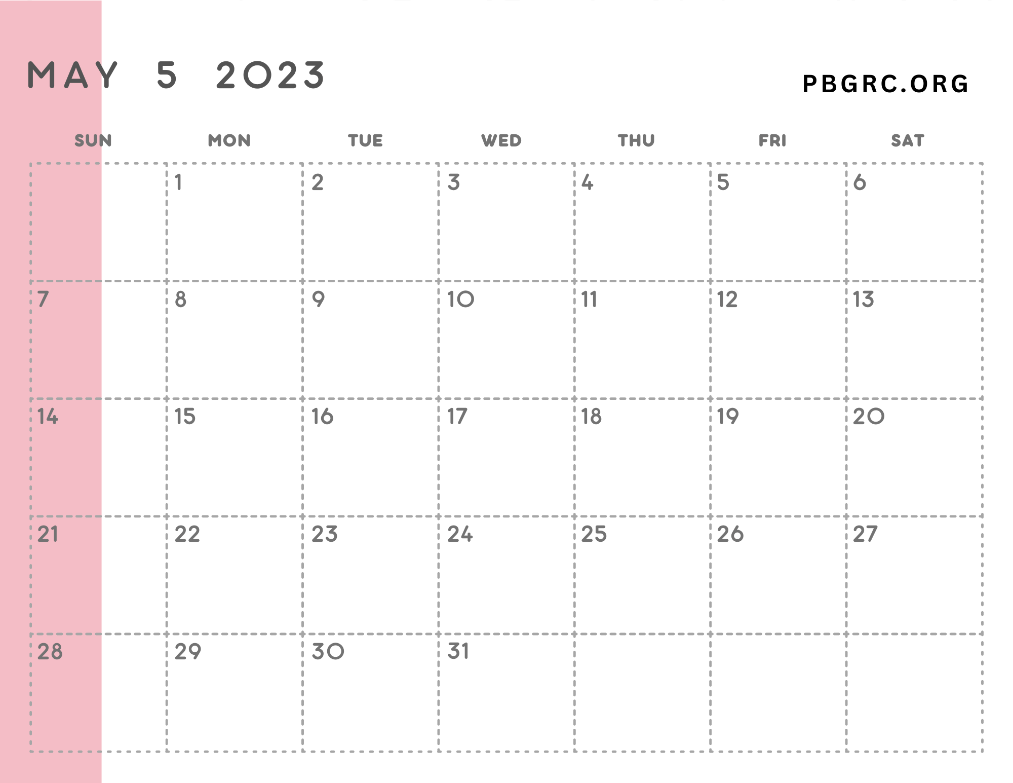 May 2023 Calendar Excel