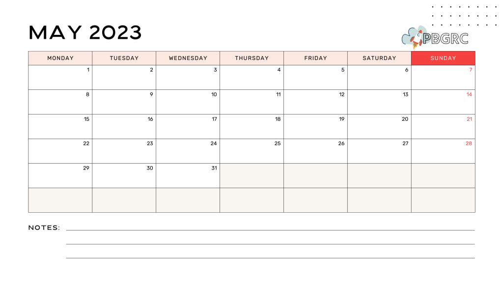 May Calendar 2023