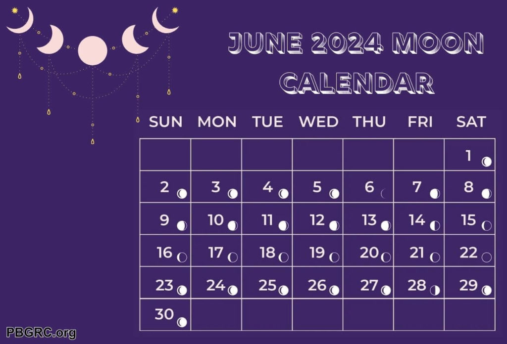Moon June 2024 Calendar templates