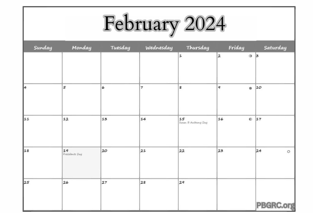 Moon Phases February 2024 Calendar pdf