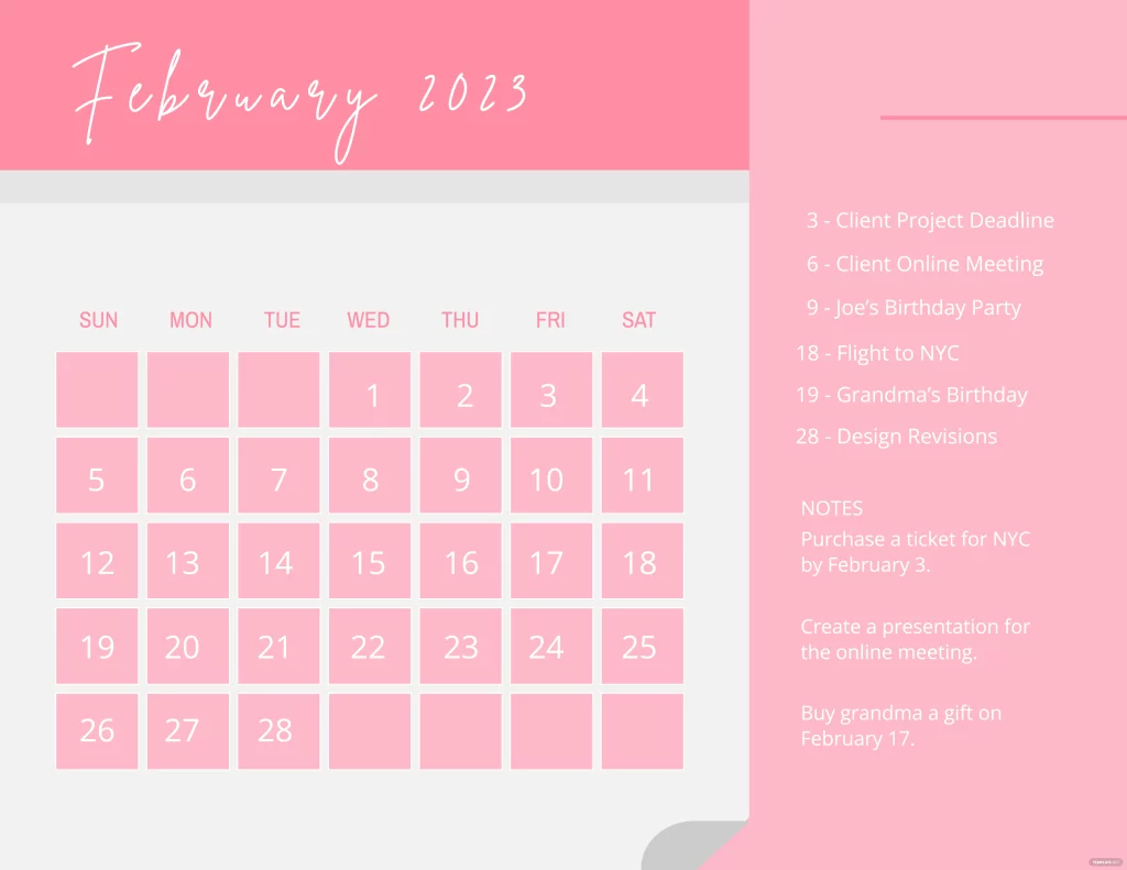 Pretty February 2023 Calendar