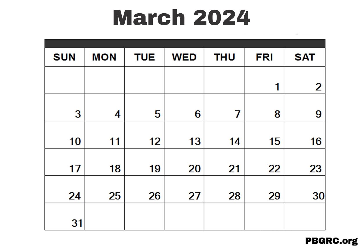 Print 2024 Calendar March Free