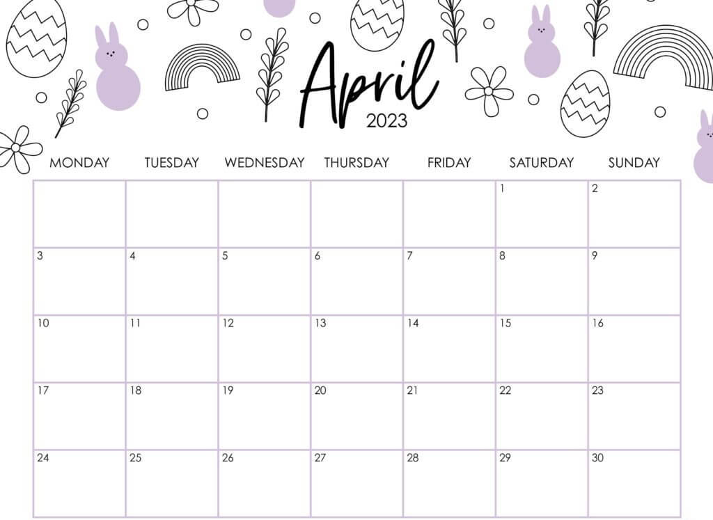 Printable April 2023 Cute Calendar