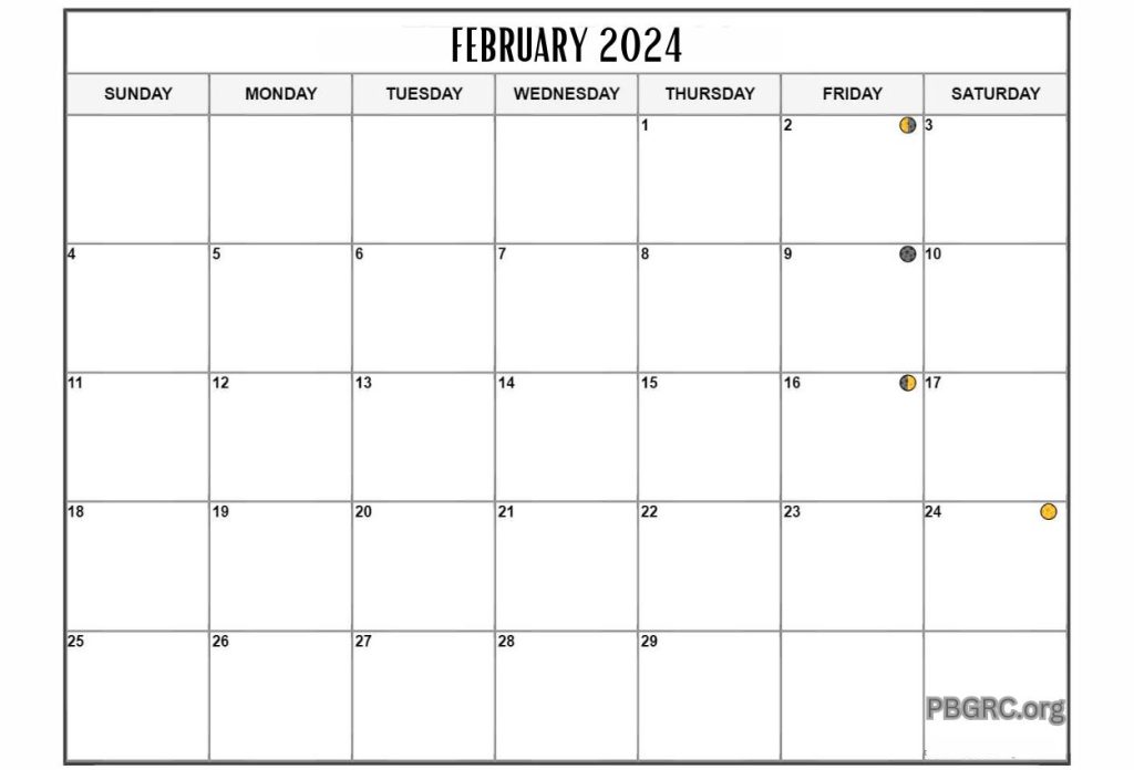 Printable February 2024 Moon Phases Calendar