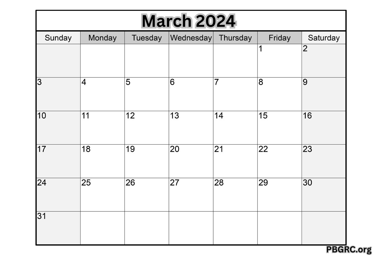 Printable March Calendar 2024 Templates