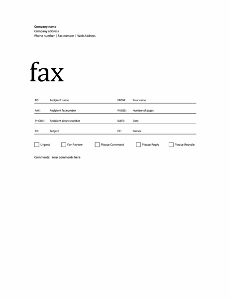 Printable fax cover sheet template