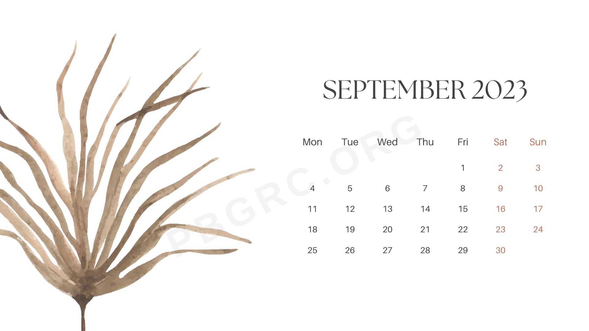 September 2023 Calendar Word