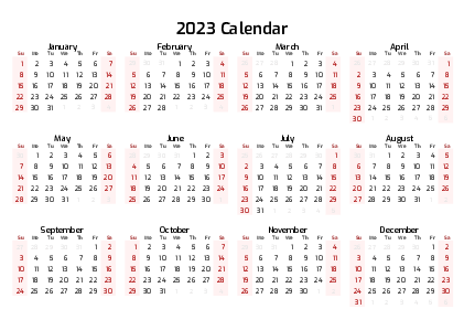 Yearly 2023 blank calendar Templates