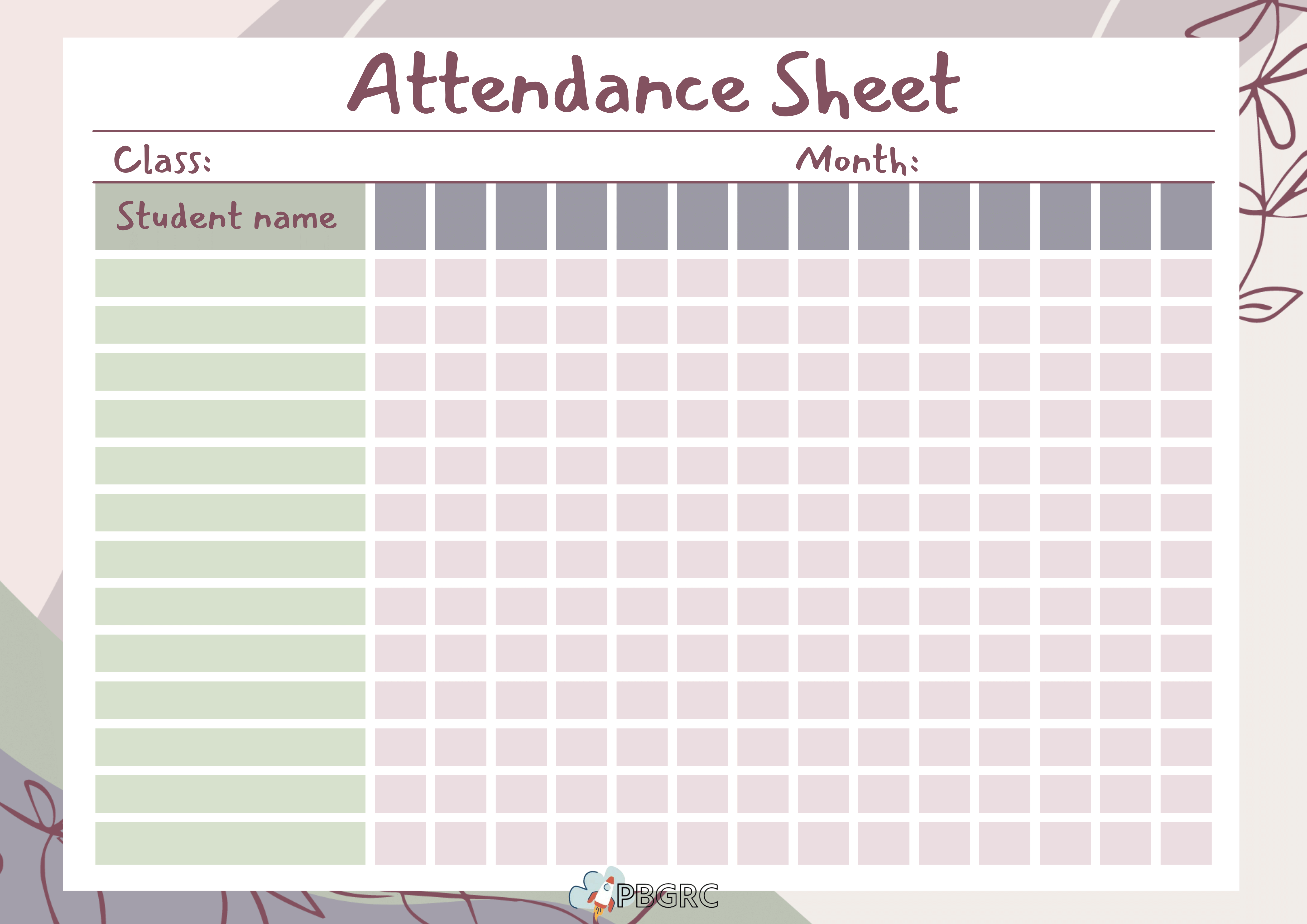free attendance sheet