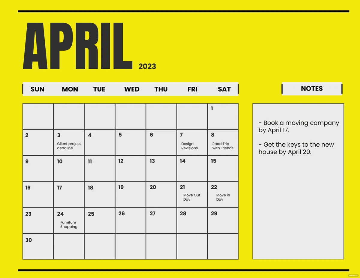 april 2023 monthly calendar lunar template
