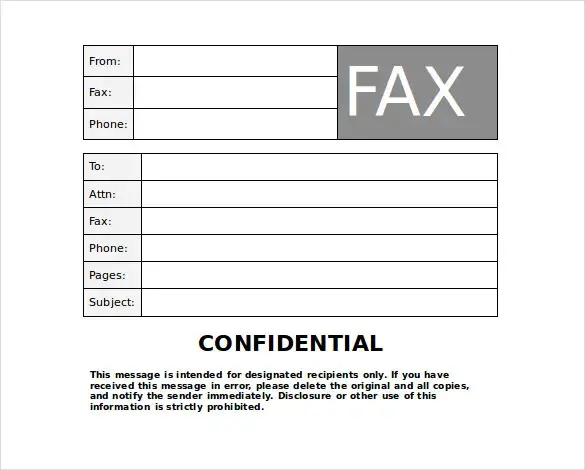 confidential fax cover sheet