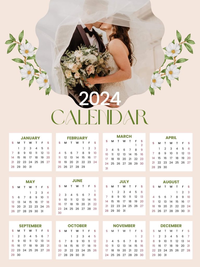 cute yearly calendar 2024 template