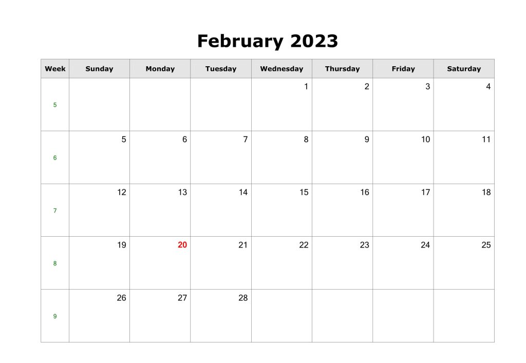 download february 2023 calendar blank landscape
