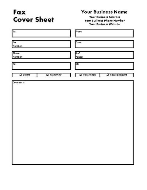 fax cover sheet template pdf
