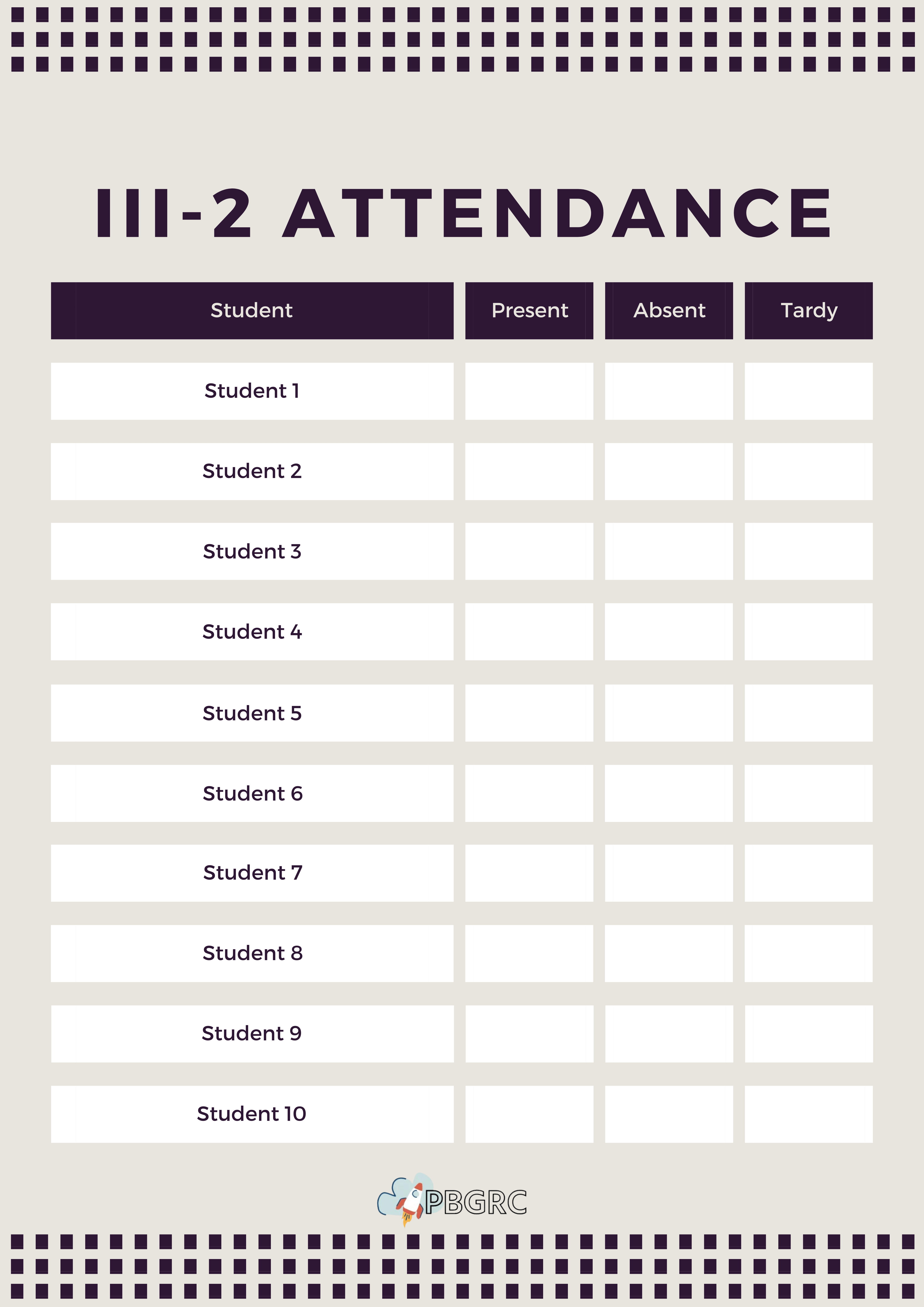 free printable attendance sheet