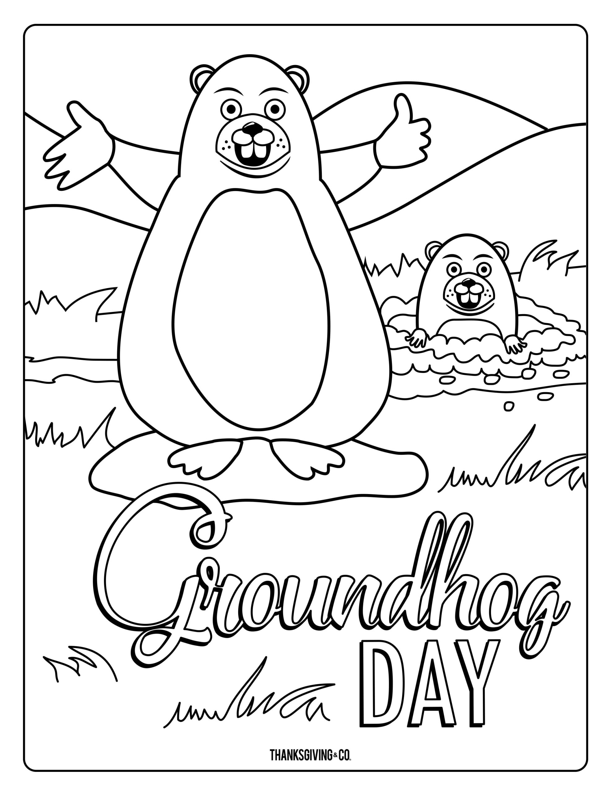 groundhog day coloring pages for kids