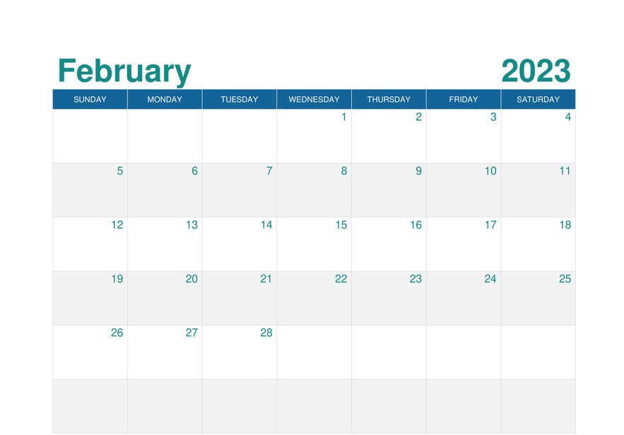 printable monthly calendar february 2023