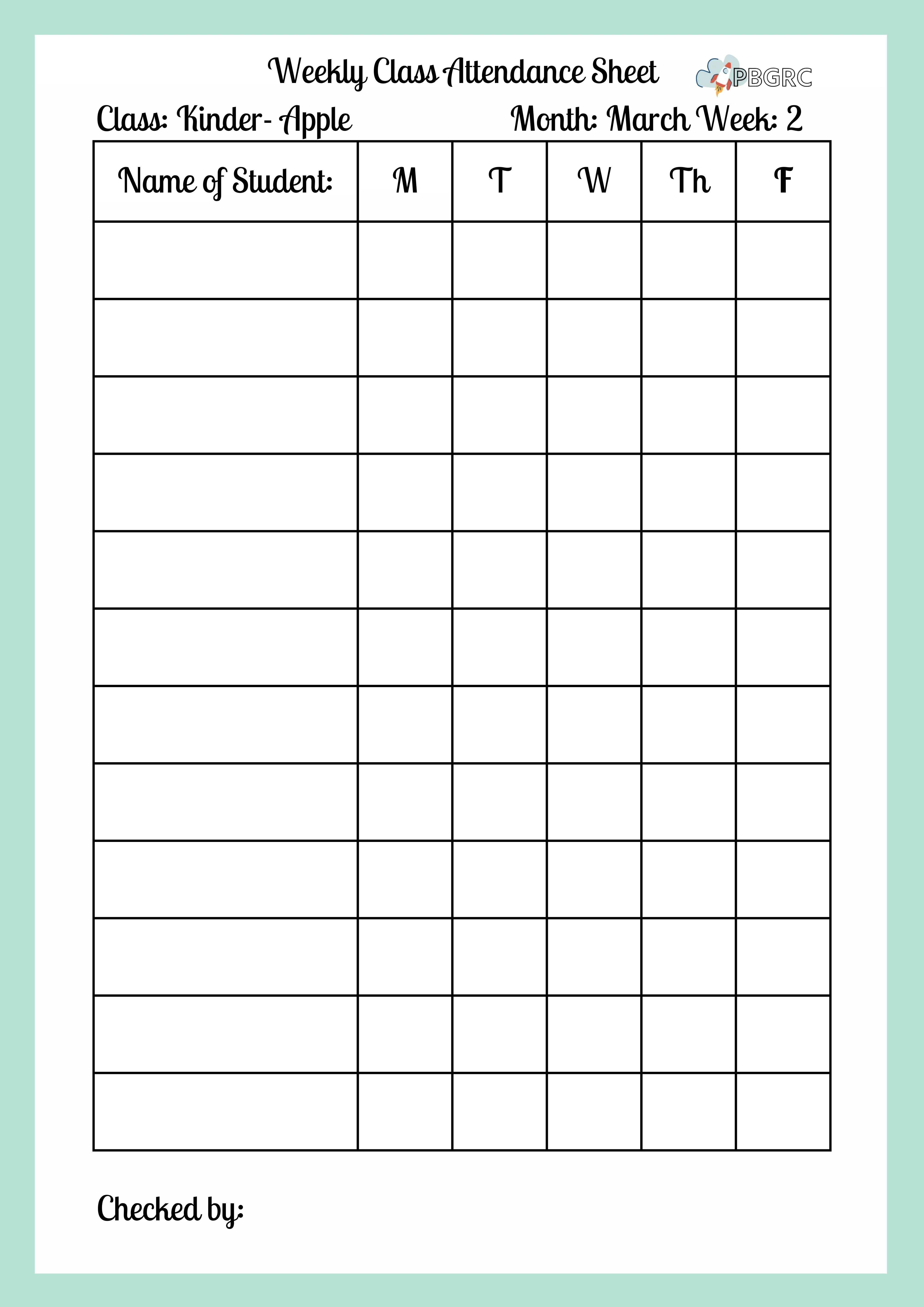 printable simple attendance sheet