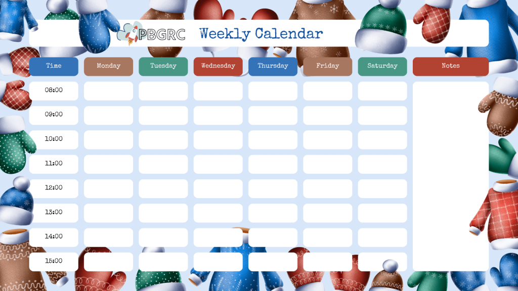 weekly calendar excel