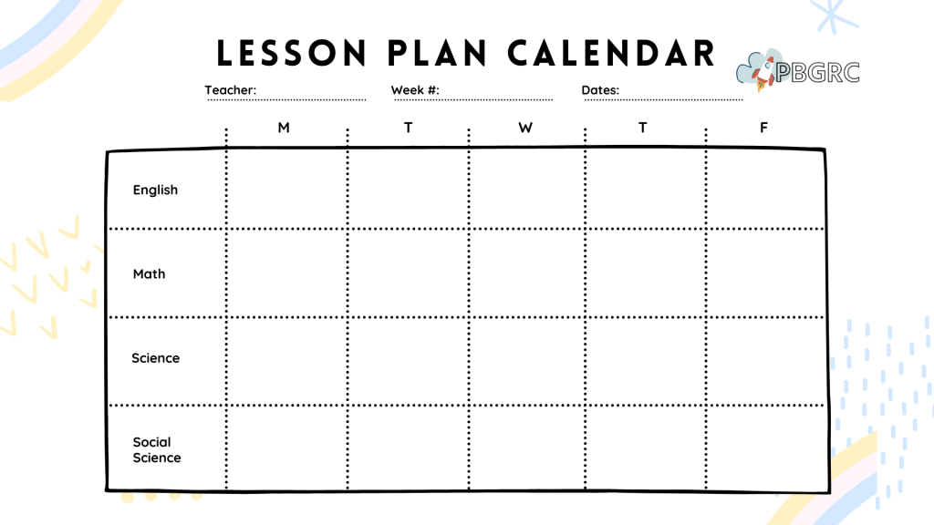 weekly calendar planning